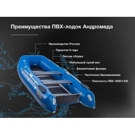 Лодка ПВХ АНДРОМЕДА 375 киль + 2х-тактный лодочный мотор SHARMAX SM9.9HS