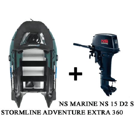 Лодка ПВХ STORMLINE ADVENTURE EXTRA 360 + 2х-тактный лодочный мотор NISSAN MARINE NS 15 D2 S
