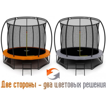 Батут Триумф Норд Премиальный 305 см двухцветный серый/оранжевый с лестницей