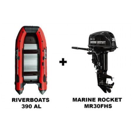 Лодка ПВХ RIVERBOATS 390 AL + 2х-тактный лодочный мотор MARINE ROCKET MR30FHS