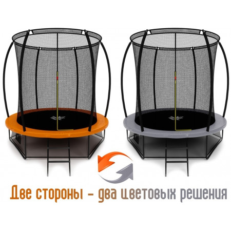 Батут Триумф Норд Премиальный 244 см двухцветный серый/оранжевый с лестницей