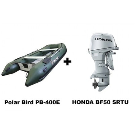 Лодка ПВХ Polar Bird PB-400E New Eagle (Орлан) + 4х-тактный лодочный мотор HONDA BF50 SRTU