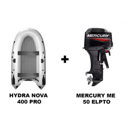 Лодка ПВХ HYDRA NOVA 400 PRO + 2х-тактный лодочный мотор MERCURY ME 50 ELPTO