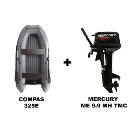 Лодка ПВХ COMPAS 325E + 2х-тактный лодочный мотор MERCURY ME 9.9 MH TMC (247CC)