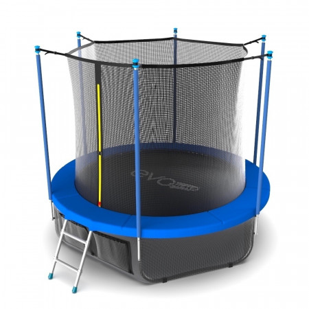 EVO JUMP Internal 10ft (Sky). Батут с внутренней сеткой и лестницей, диаметр 10ft (синий) + нижняя сеть
