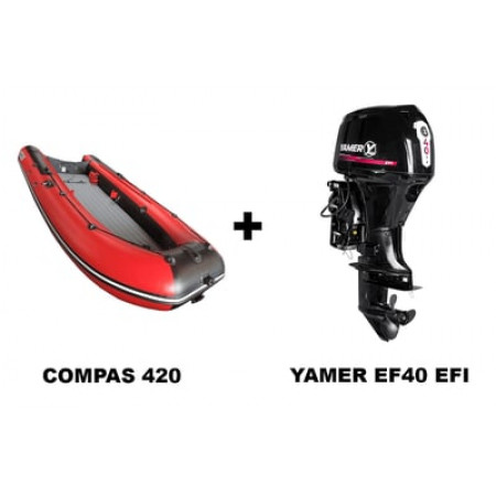 Лодка ПВХ COMPAS 420 + 4х-тактный лодочный мотор YAMER EF40 EFI