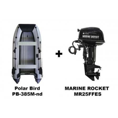 Лодка ПВХ Polar Bird PB-385M-nd Merlin (Кречет) + 2х-тактный лодочный мотор MARINE ROCKET MR25FFES